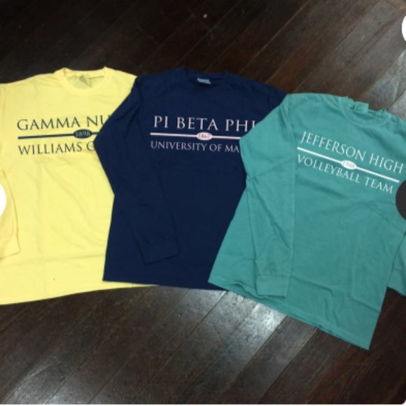 Sorority/School/Team Comfort Colors Long Sleeve T-Shirt Preppy Bar Design - Picture 2 of 2